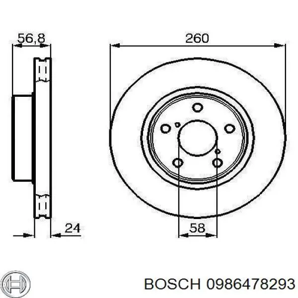 0 986 478 293 Bosch freno de disco delantero