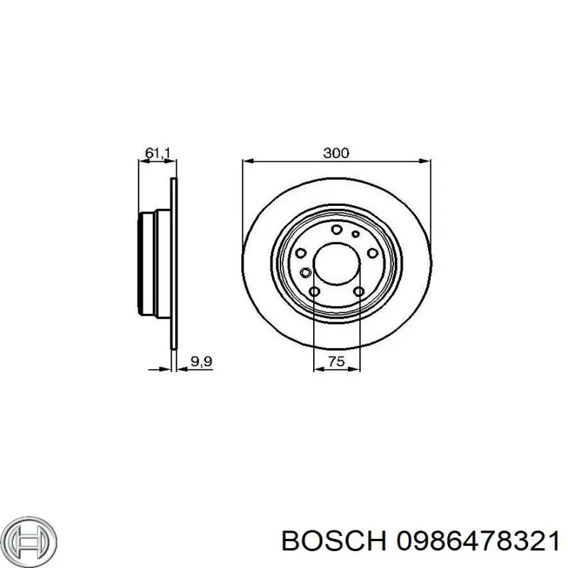 0986478321 Bosch disco de freno trasero