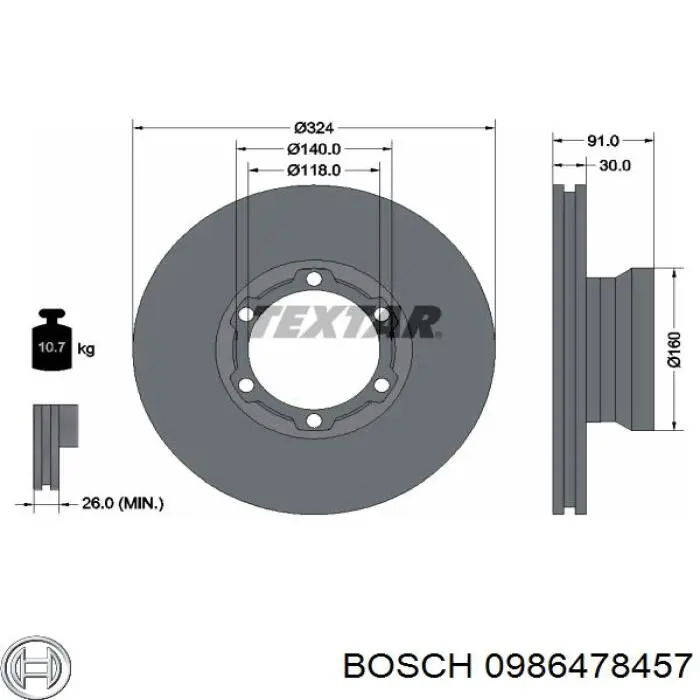 0986478457 Bosch freno de disco delantero