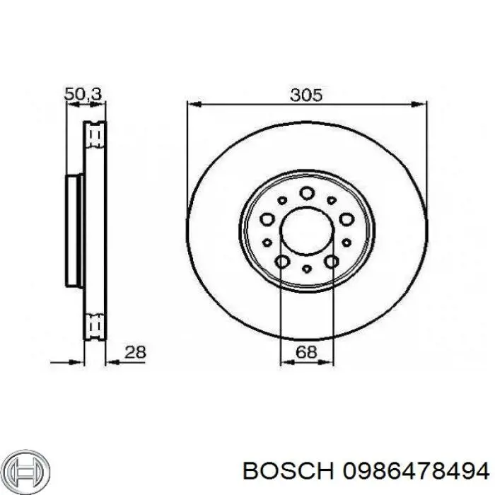 0986478494 Bosch freno de disco delantero