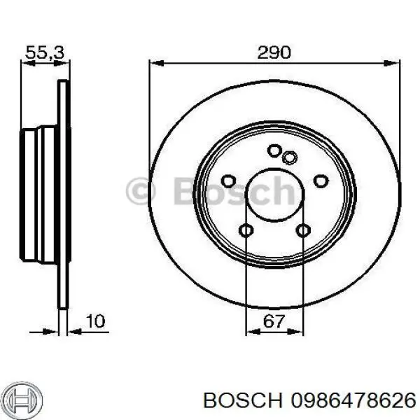 0986478626 Bosch disco de freno trasero