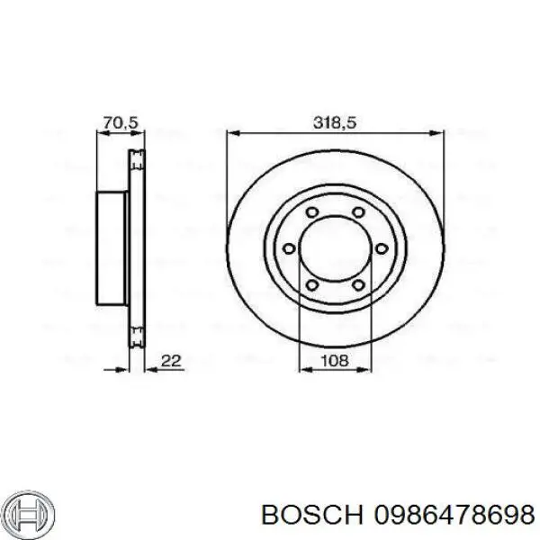 0986478698 Bosch freno de disco delantero