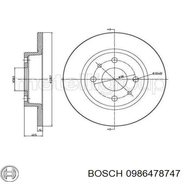 0986478747 Bosch freno de disco delantero