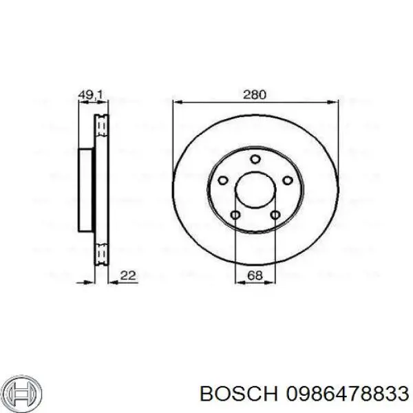 0986478833 Bosch freno de disco delantero