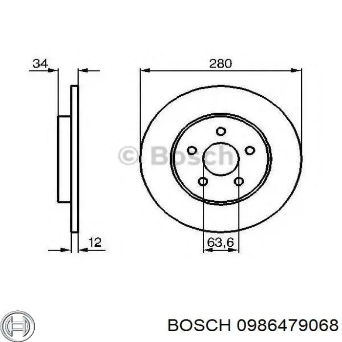 0986479068 Bosch disco de freno trasero