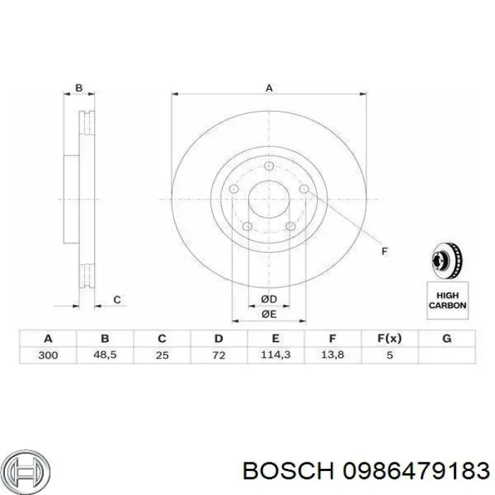 0986479183 Bosch freno de disco delantero