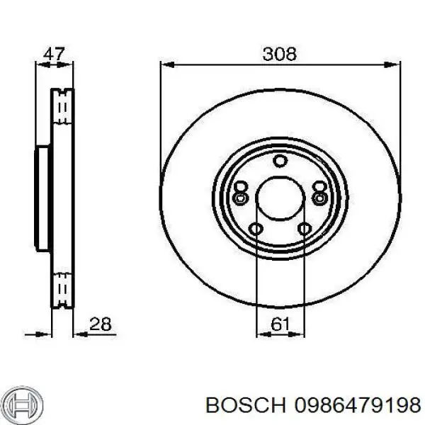 0986479198 Bosch freno de disco delantero