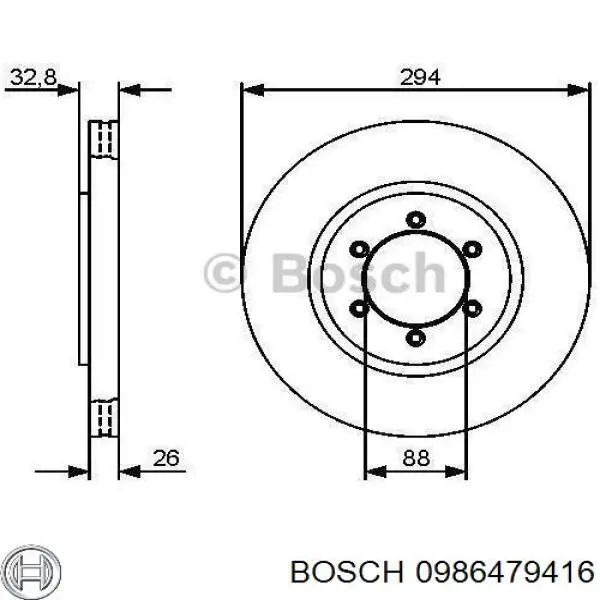 0986479416 Bosch freno de disco delantero