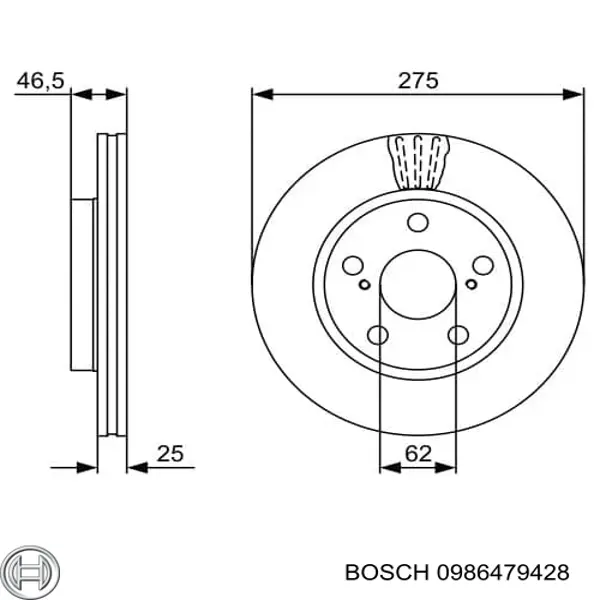 0986479428 Bosch freno de disco delantero