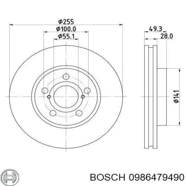 0986479490 Bosch freno de disco delantero