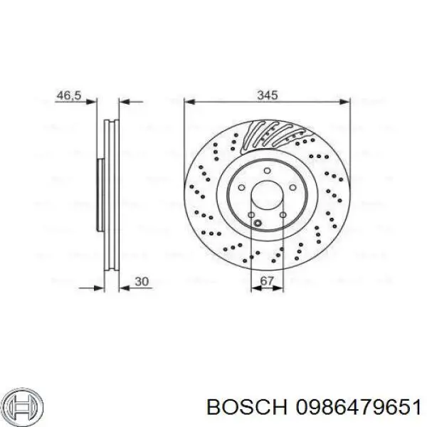 0 986 479 651 Bosch freno de disco delantero