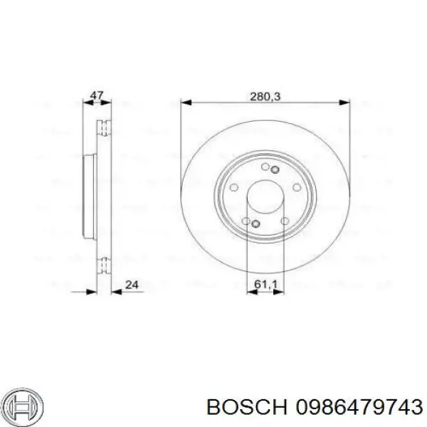 0986479743 Bosch freno de disco delantero