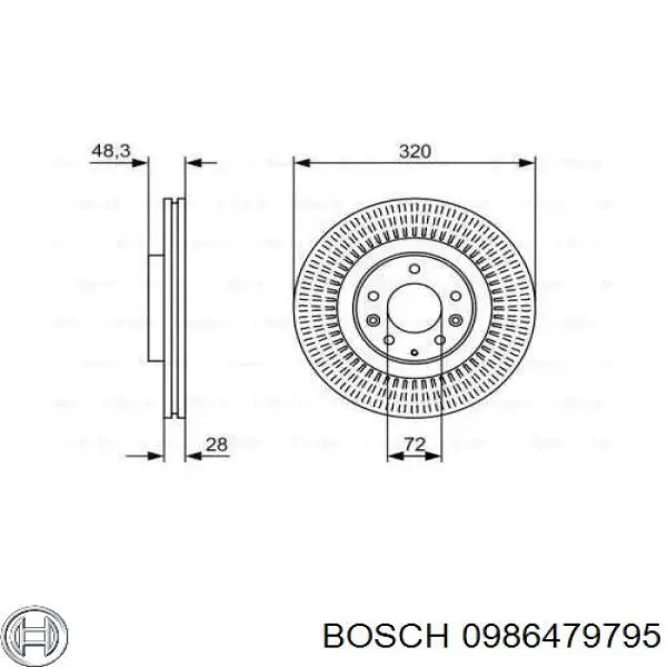 0 986 479 795 Bosch freno de disco delantero