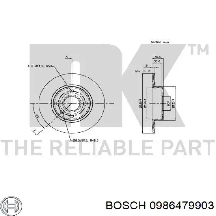 0986479903 Bosch disco de freno trasero