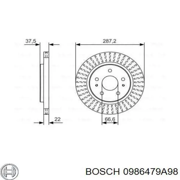 0986479A98 Bosch freno de disco delantero