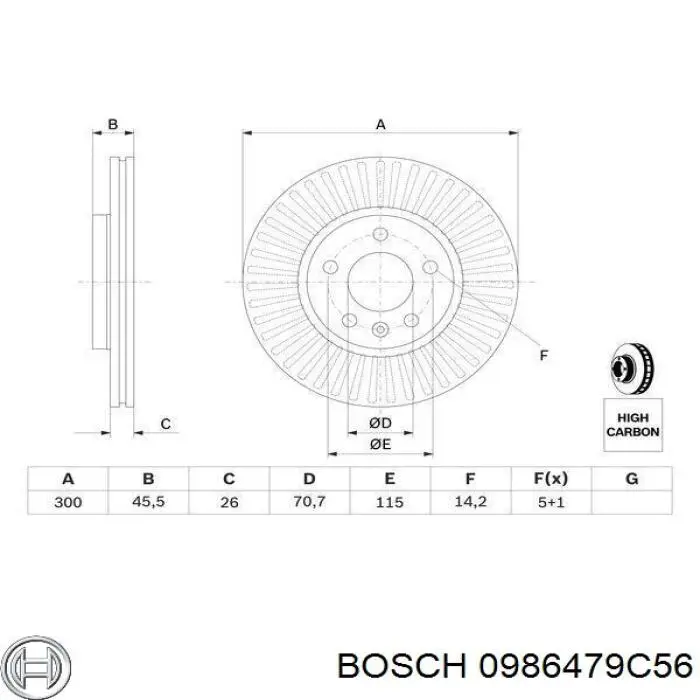 0 986 479 C56 Bosch freno de disco delantero