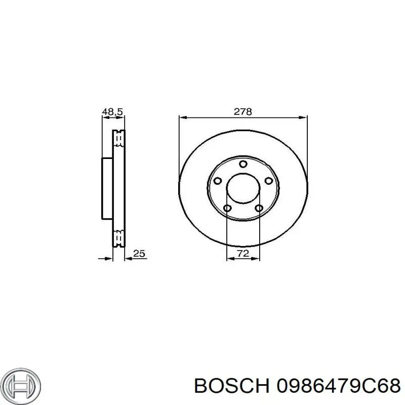 0986479C68 Bosch freno de disco delantero