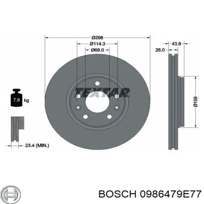 0 986 479 E77 Bosch freno de disco delantero