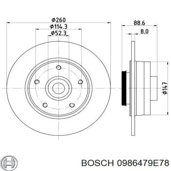 0986479E78 Bosch disco de freno trasero