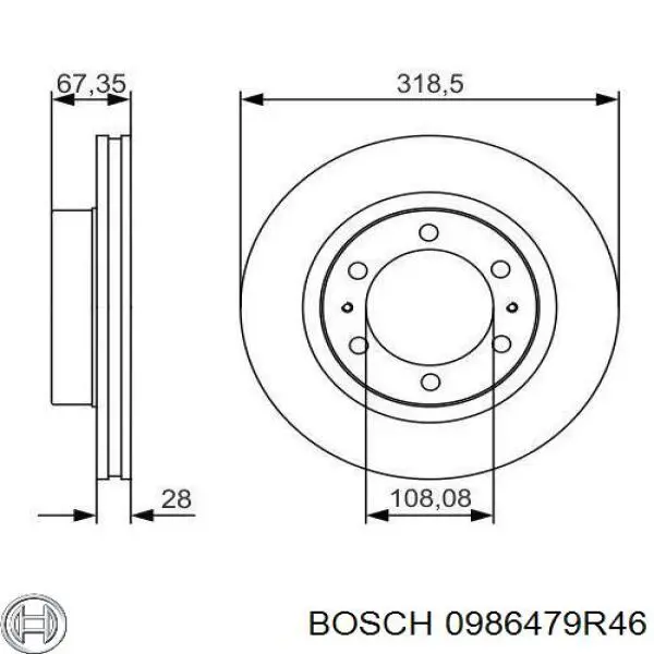 0986479R46 Bosch freno de disco delantero