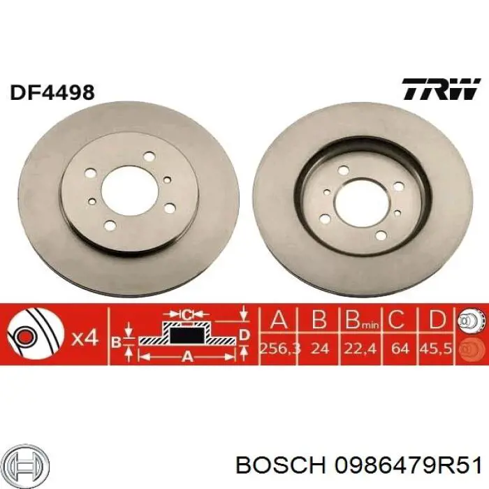 0986479R51 Bosch freno de disco delantero