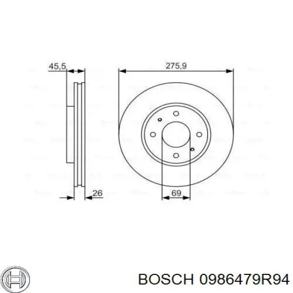 0986479R94 Bosch freno de disco delantero