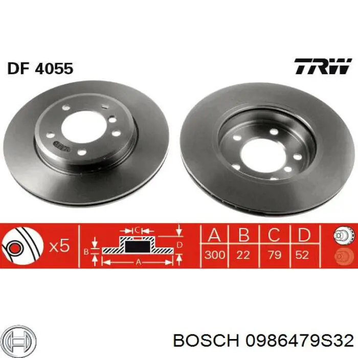 0986479S32 Bosch freno de disco delantero