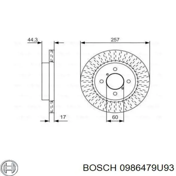 0986479U93 Bosch freno de disco delantero