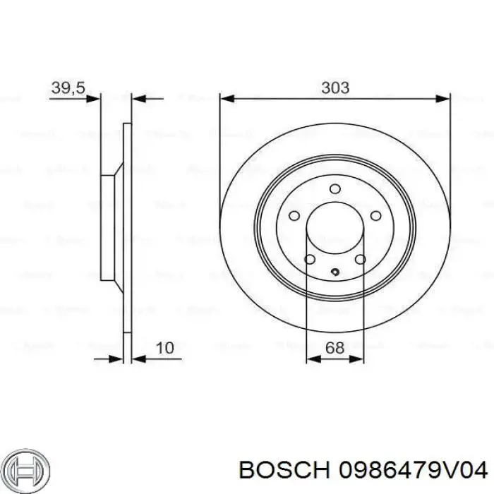 0986479V04 Bosch disco de freno trasero