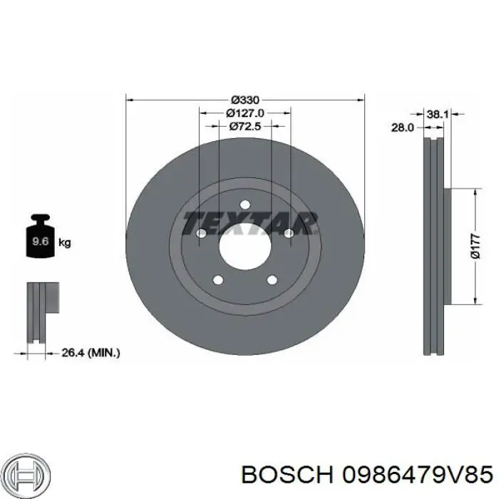 0986479V85 Bosch freno de disco delantero