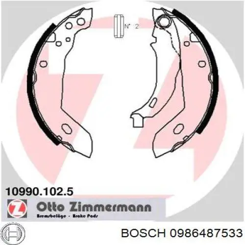 0986487533 Bosch zapatas de frenos de tambor traseras