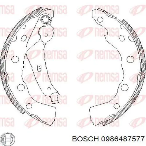 0 986 487 577 Bosch zapatas de frenos de tambor traseras