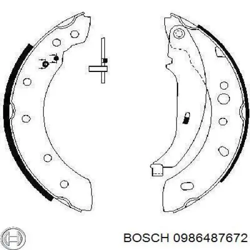 0 986 487 672 Bosch zapatas de frenos de tambor traseras