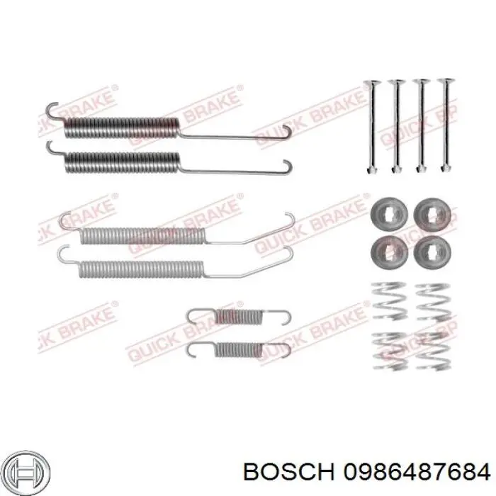 0 986 487 684 Bosch zapatas de frenos de tambor traseras