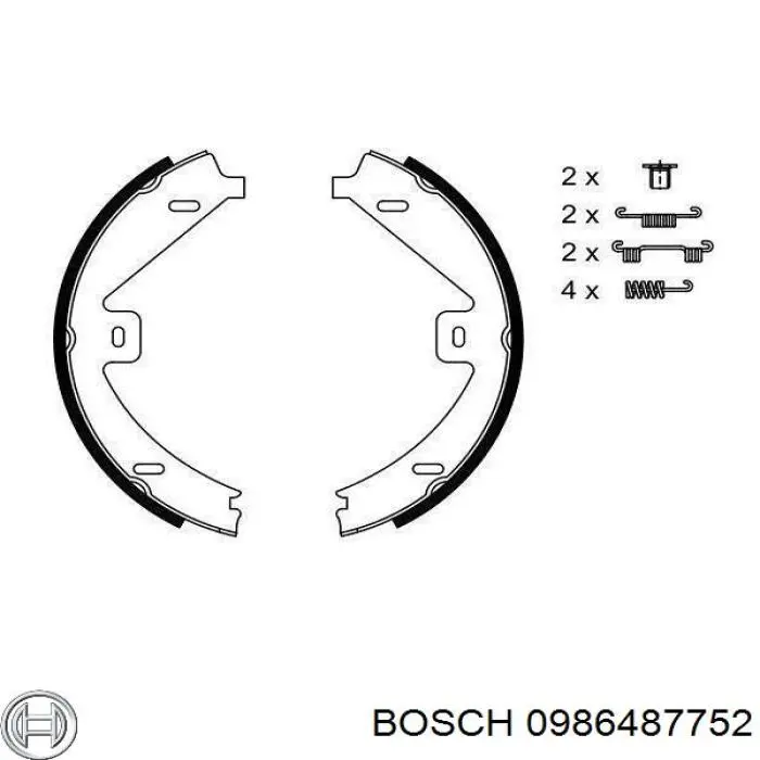 0986487752 Bosch juego de zapatas de frenos, freno de estacionamiento