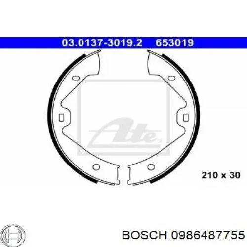 0986487755 Bosch juego de zapatas de frenos, freno de estacionamiento