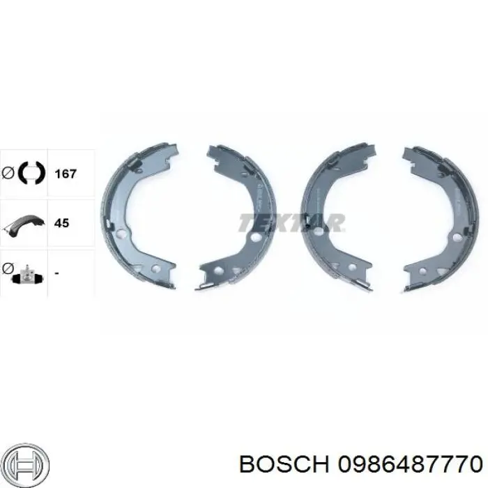 0986487770 Bosch zapatas de frenos de tambor traseras