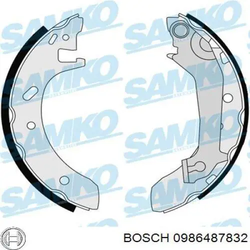 0 986 487 832 Bosch zapatas de frenos de tambor traseras