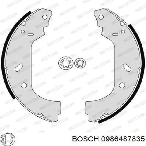 0 986 487 835 Bosch zapatas de frenos de tambor traseras