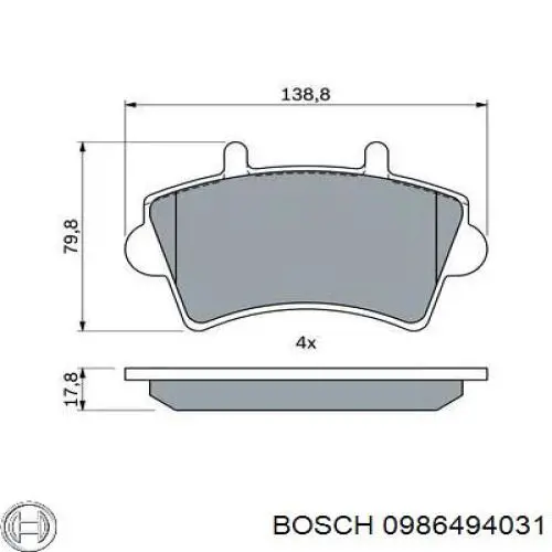 0986494031 Bosch pastillas de freno delanteras