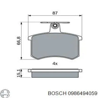 0986494059 Bosch pastillas de freno traseras