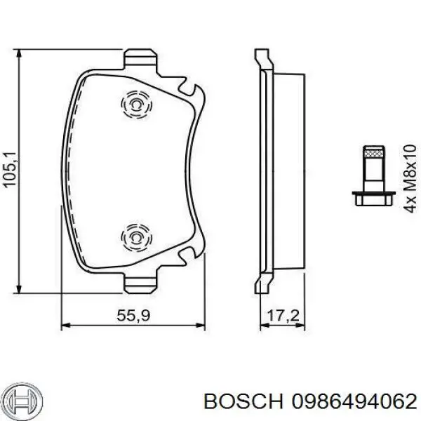 0986494062 Bosch pastillas de freno traseras