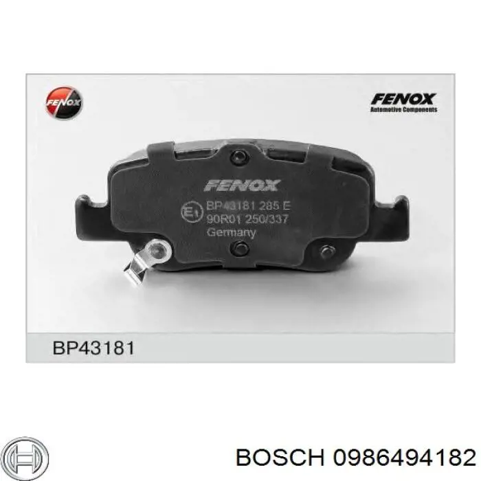 0986494182 Bosch pastillas de freno traseras