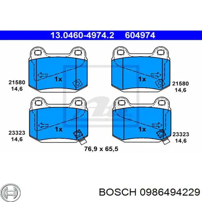 0986494229 Bosch pastillas de freno traseras