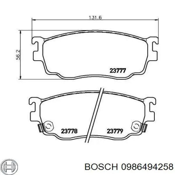 0986494258 Bosch pastillas de freno delanteras