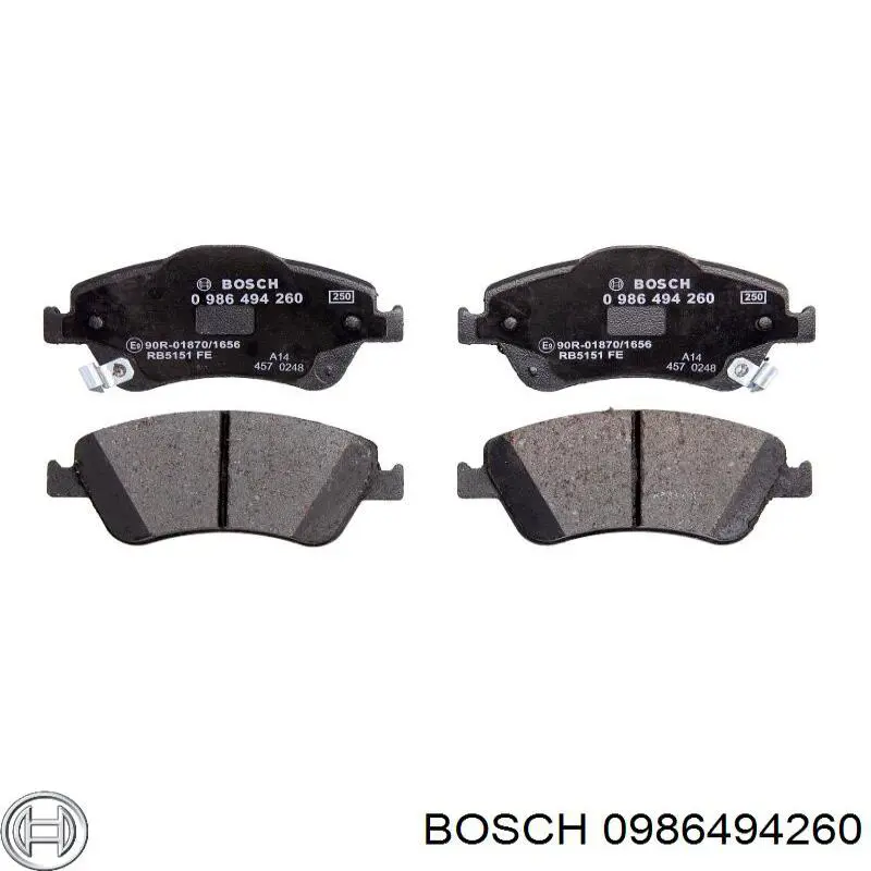 0986494260 Bosch pastillas de freno delanteras