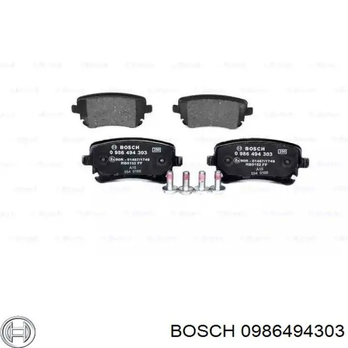 0986494303 Bosch pastillas de freno traseras