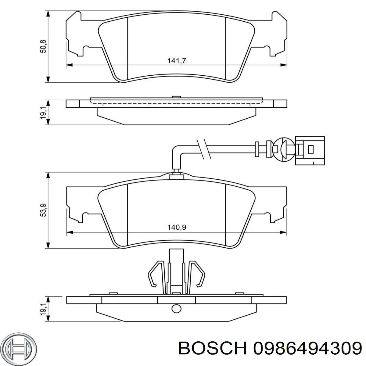 0 986 494 309 Bosch pastillas de freno traseras