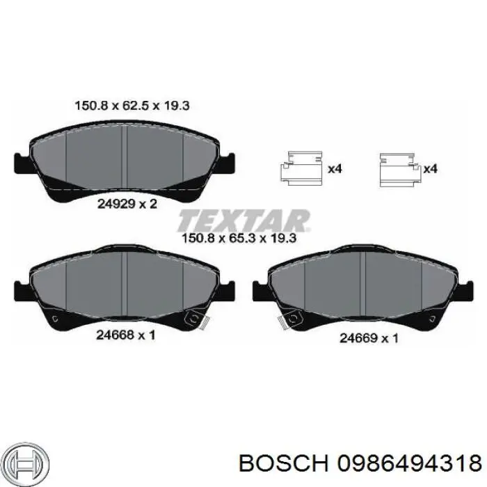 0986494318 Bosch pastillas de freno delanteras