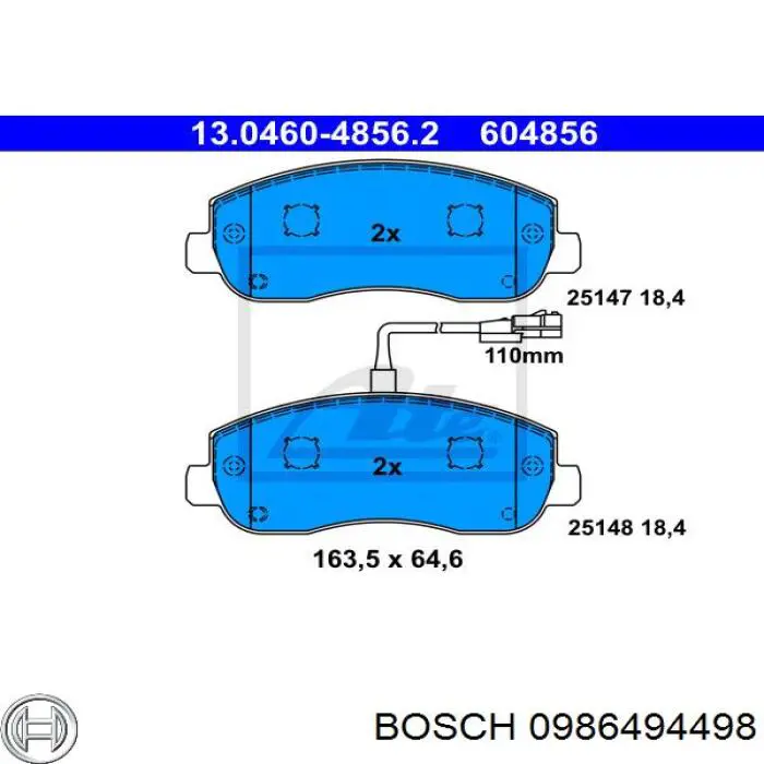 0986494498 Bosch pastillas de freno delanteras